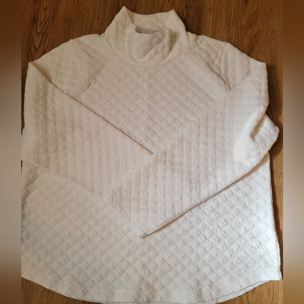 J. Crew Cream Quilted Turtleneck Sweatshirt